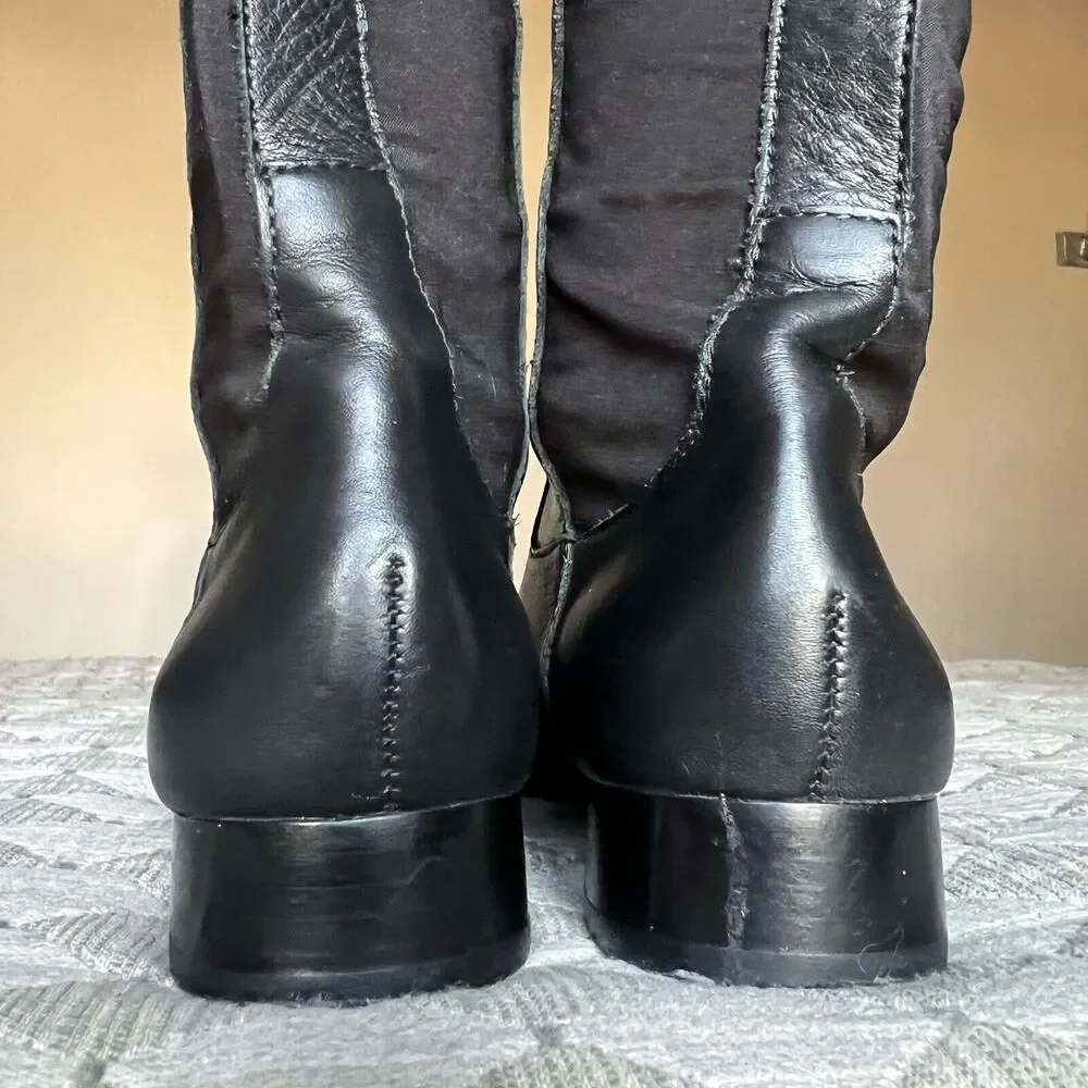 Louise et Cie Andora Black Leather Over the Knee Riding Boot Stretch Panel 5 M‎